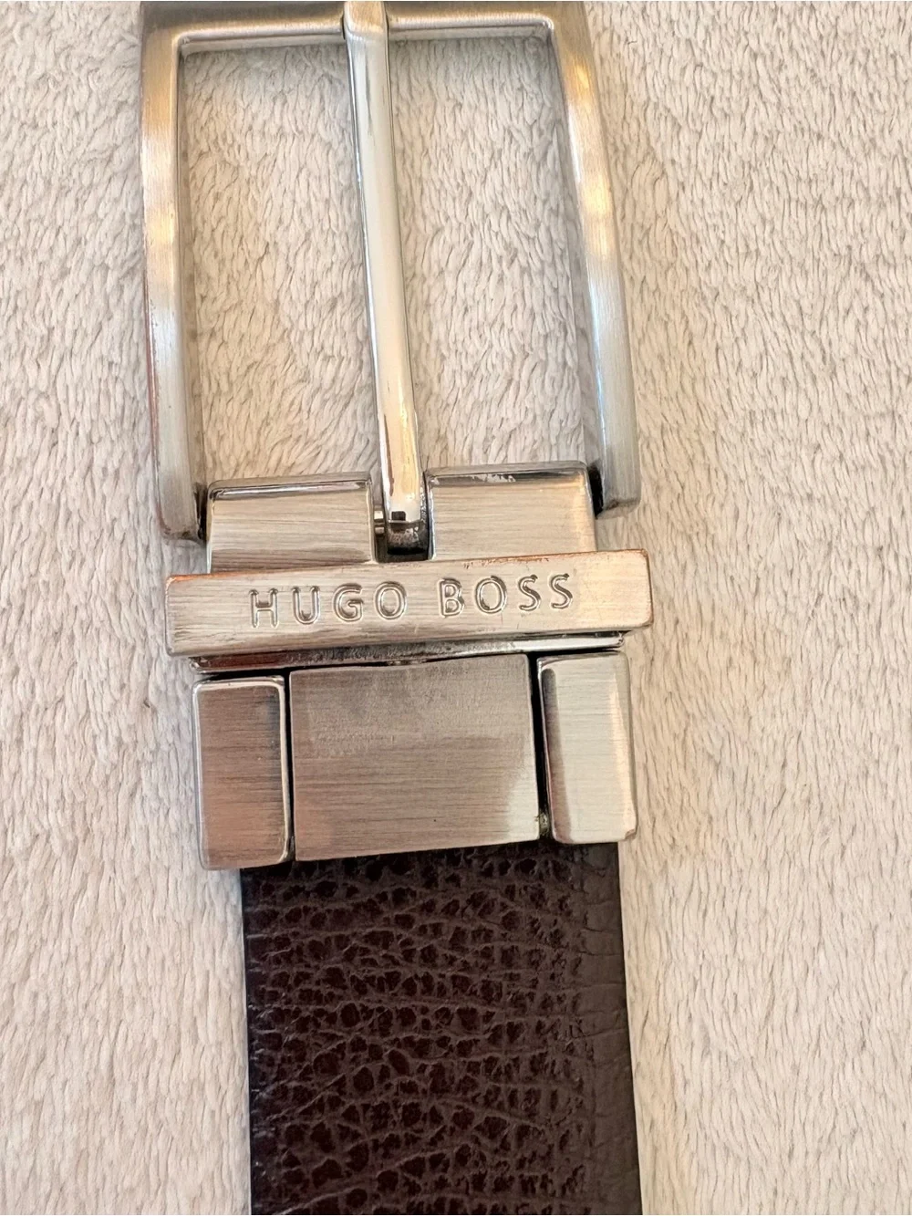 Hugo Boss Reversible Leather Belt Black / Brown Silver Buckle Sz 34